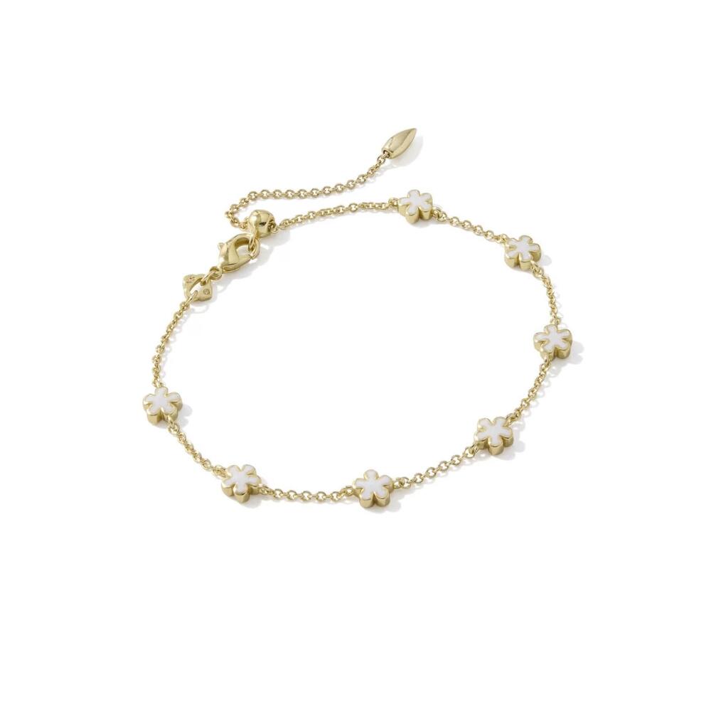 NEW KENDRA SCOTT women's jane chain bracelet in gold/white